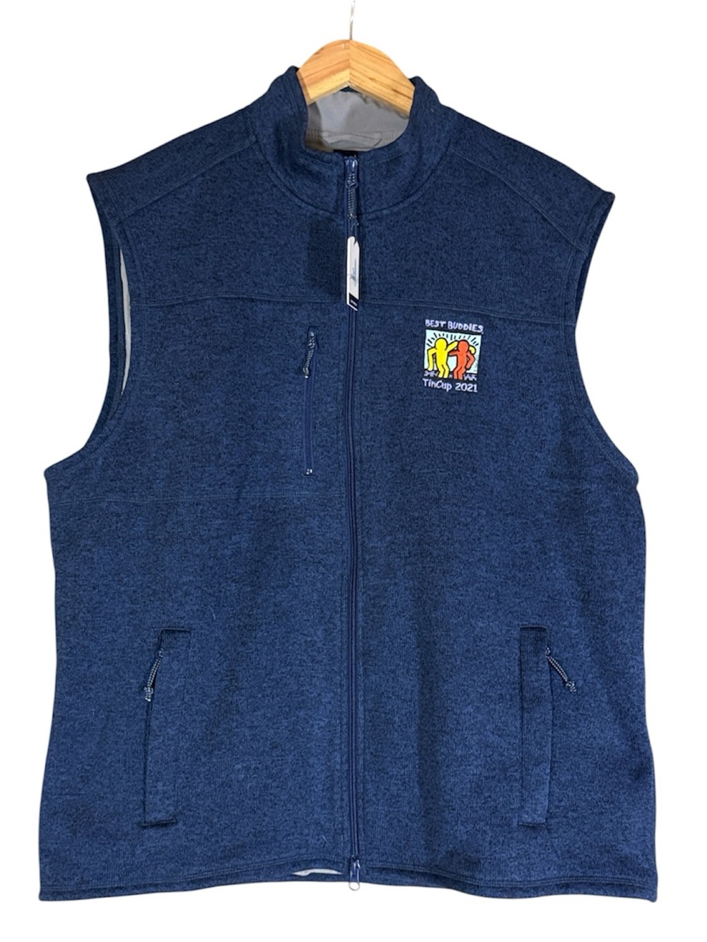 Johnnie-O Wes fleece vest with Best Buddies Tin Cup 2021 logo XL New with tag